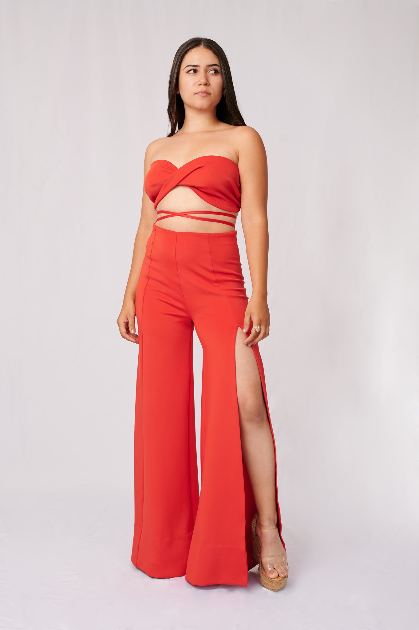Pantalón Culotte Abertura Rojo