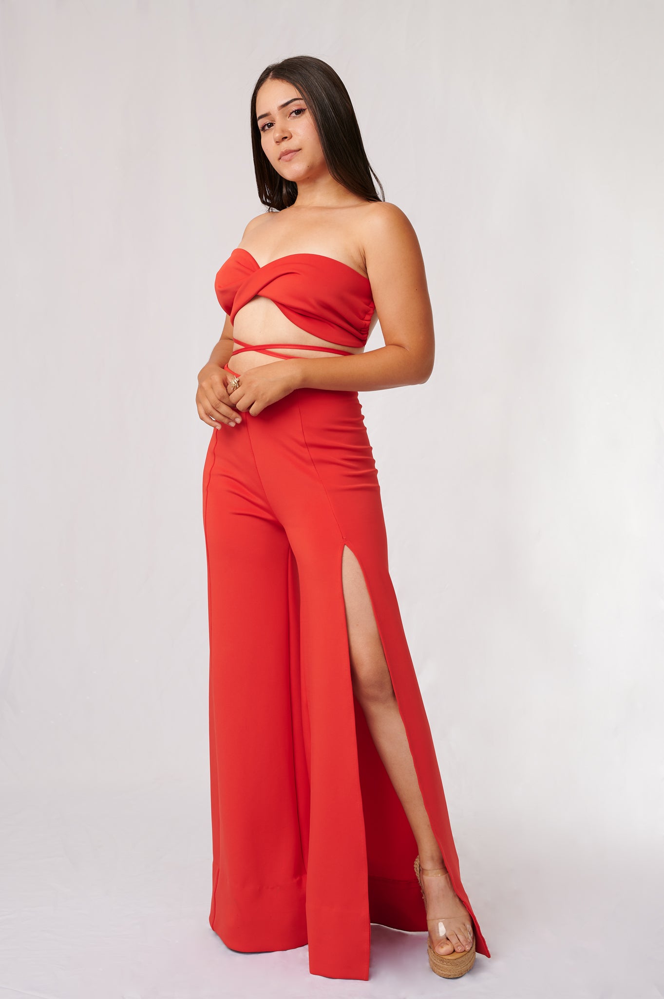 Pantalón Culotte Abertura Rojo